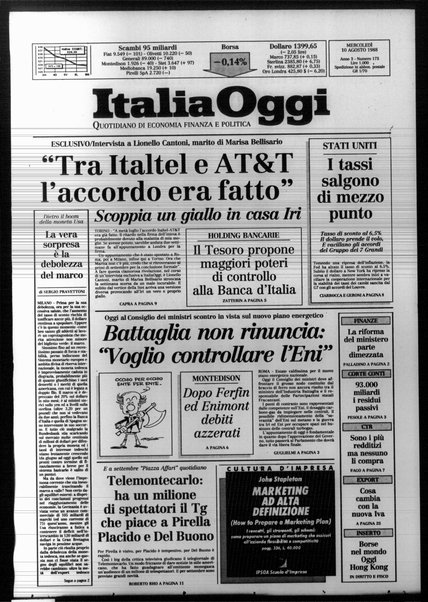 Italia oggi : quotidiano di economia finanza e politica